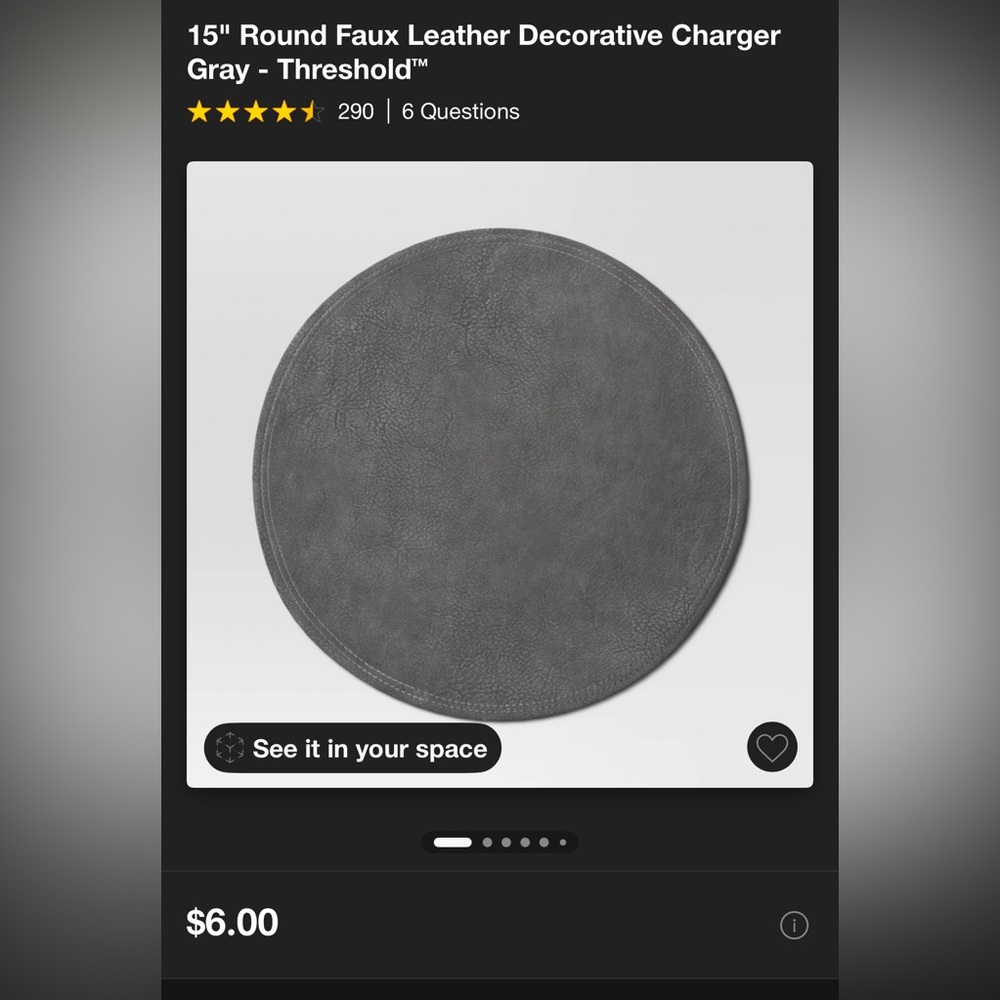 SET OF 6 target leather look placemats